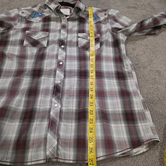 VTG Panhandle Shirt Women's Large‎ Plaid Button-Up Shirt with Floral Embroidery - Picture 9 of 10